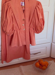 Coral Bloom Puff Sleeve Skirt Set | House of OG
