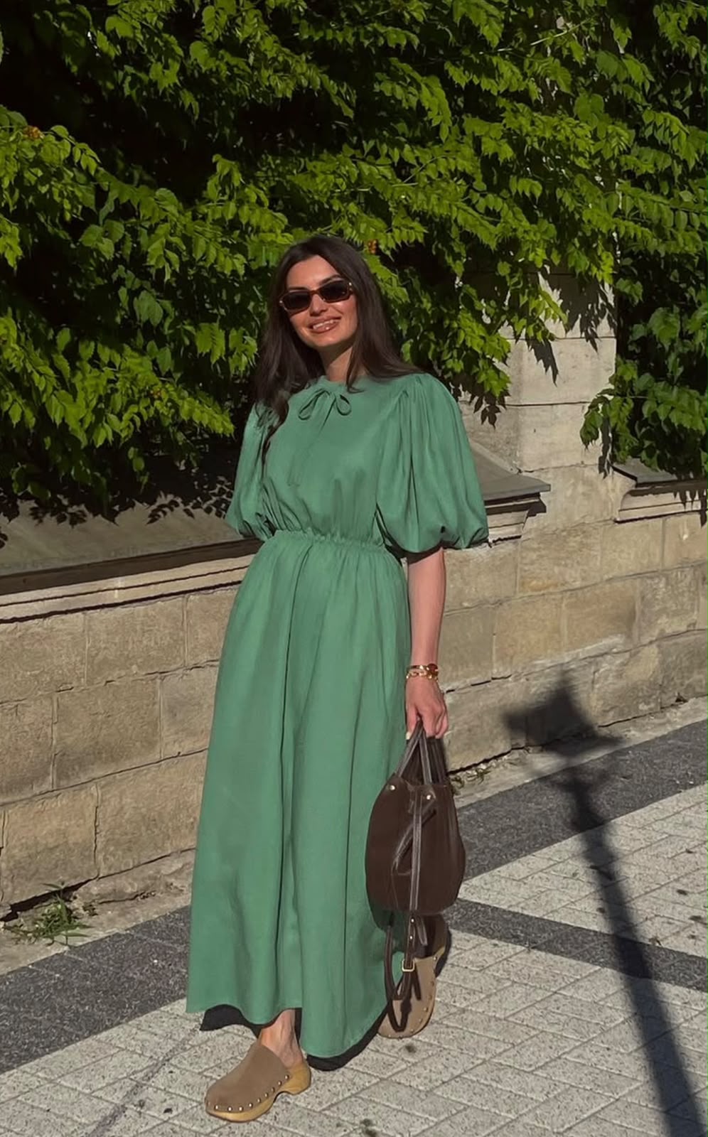 Emerald Grace Puff Sleeve Maxi Dress