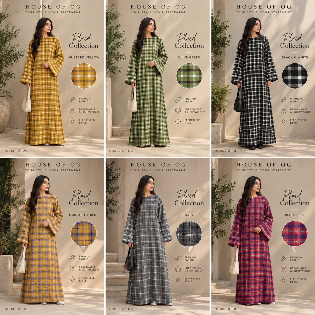 Women's Plaid Maxi Dress with Wide Sleeves | House of OG