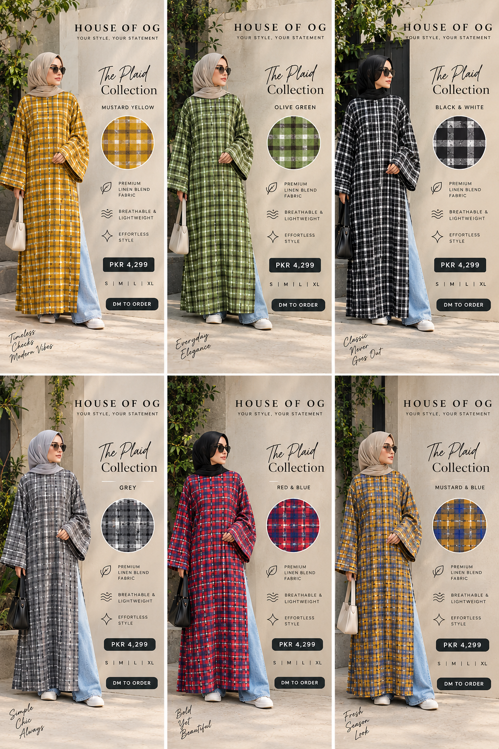 Women's Plaid Maxi Dress with Wide Sleeves | House of OG