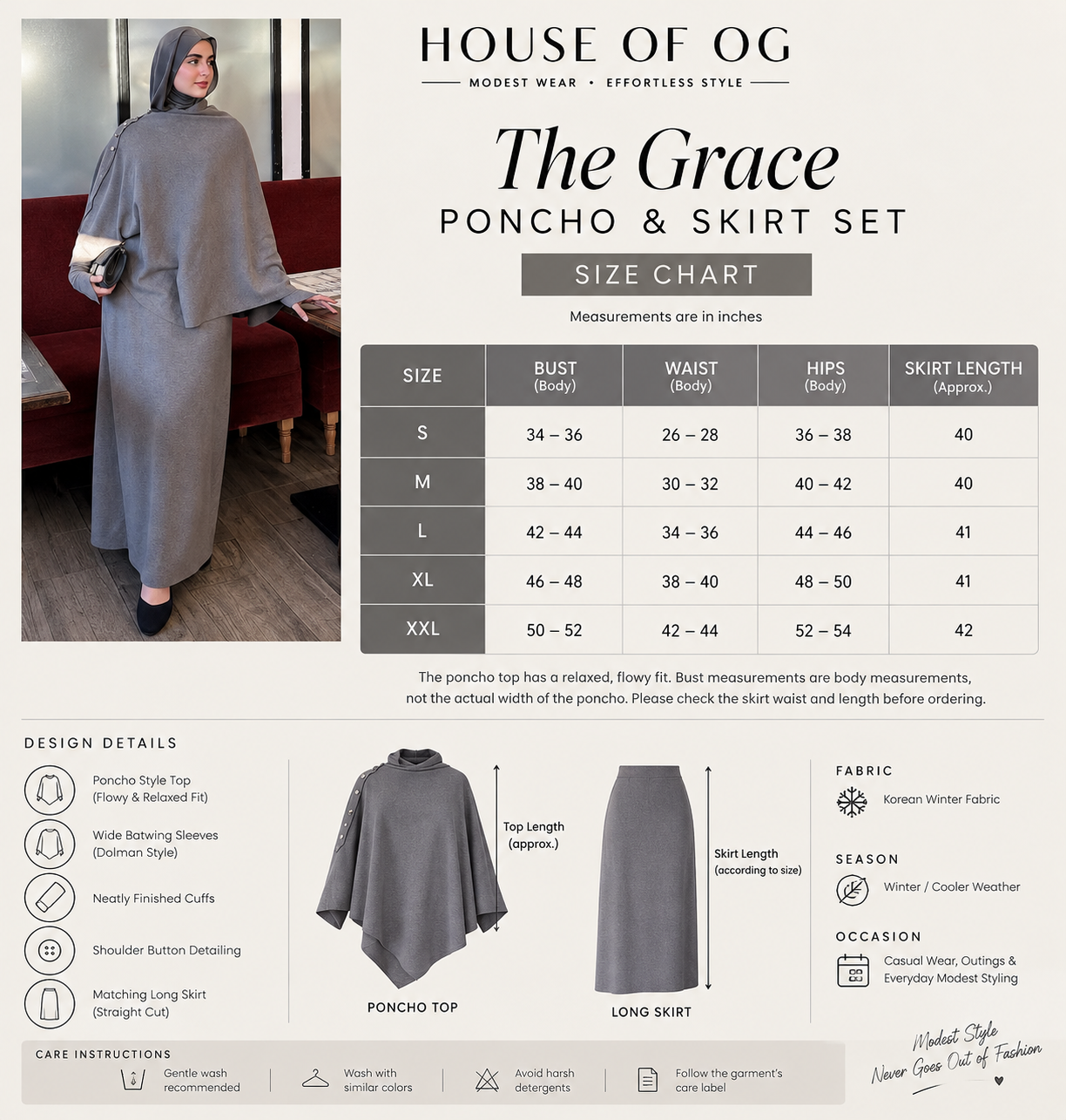 The Grace Poncho & Skirt Set | House of OG