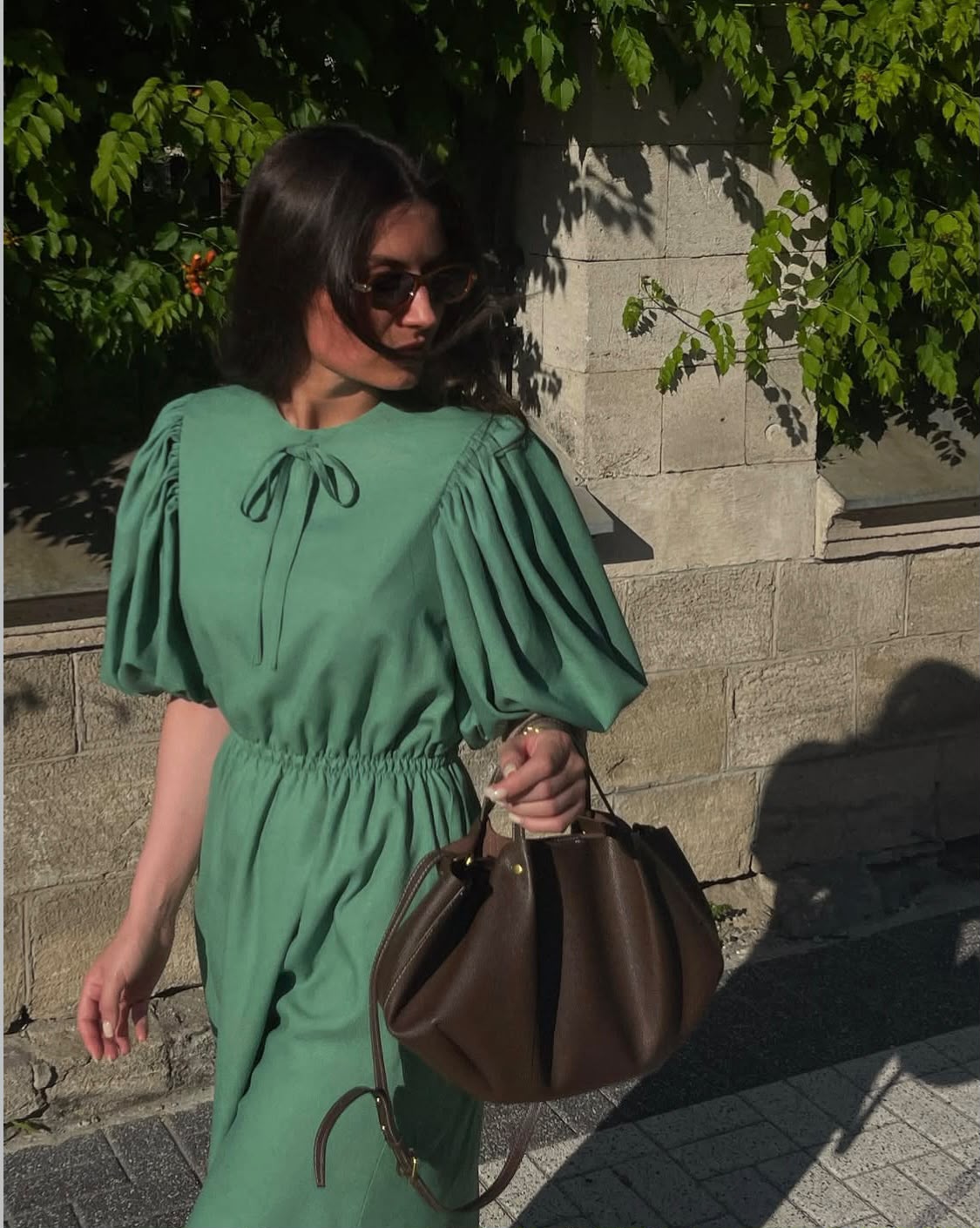 Emerald Grace Puff Sleeve Maxi Dress