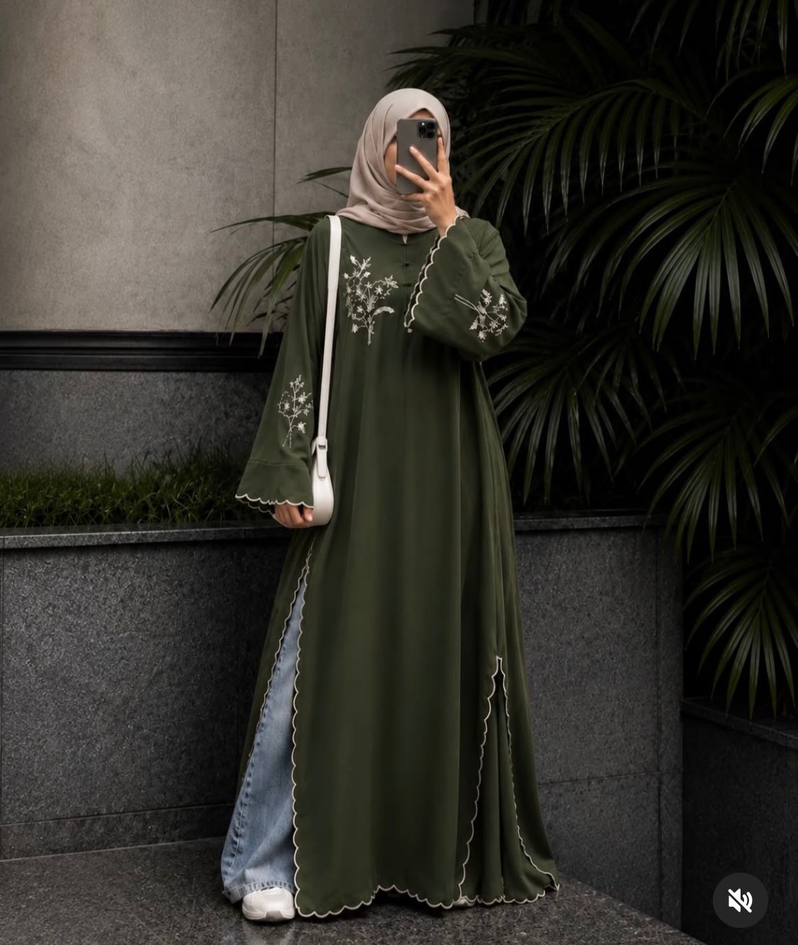 Navy Blue Embroidered Maxi Dress | Modest Flared Abaya