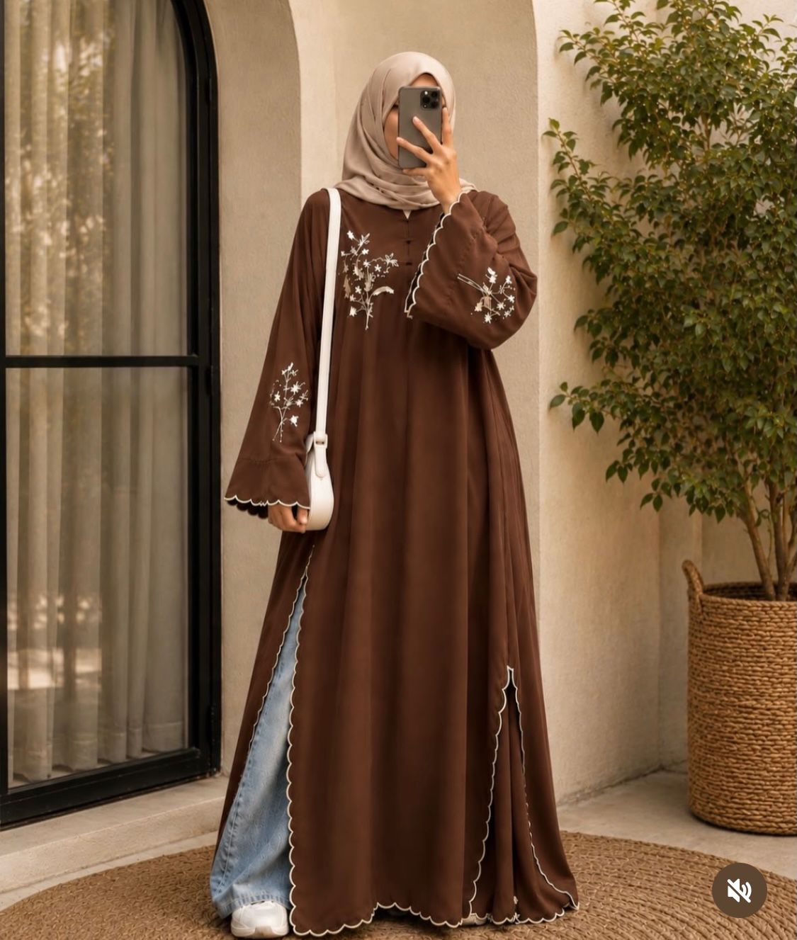 Navy Blue Embroidered Maxi Dress | Modest Flared Abaya