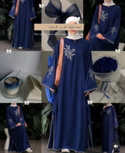 Navy Blue Embroidered Maxi Dress | Modest Abaya Style