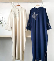 Navy Blue Embroidered Maxi Dress | Modest Abaya Style