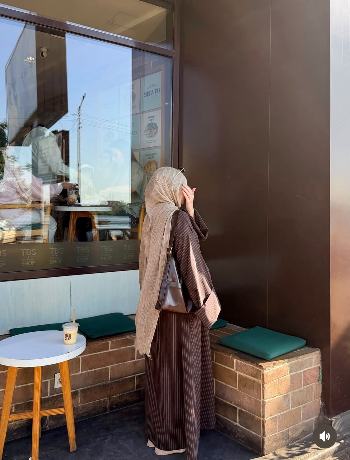 Brown Long Abaya Overcoat with Lining | House of OG