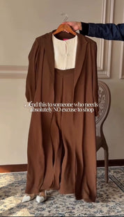 The Luxe Brown 3-Piece Set with Long Overcoat | House of OG