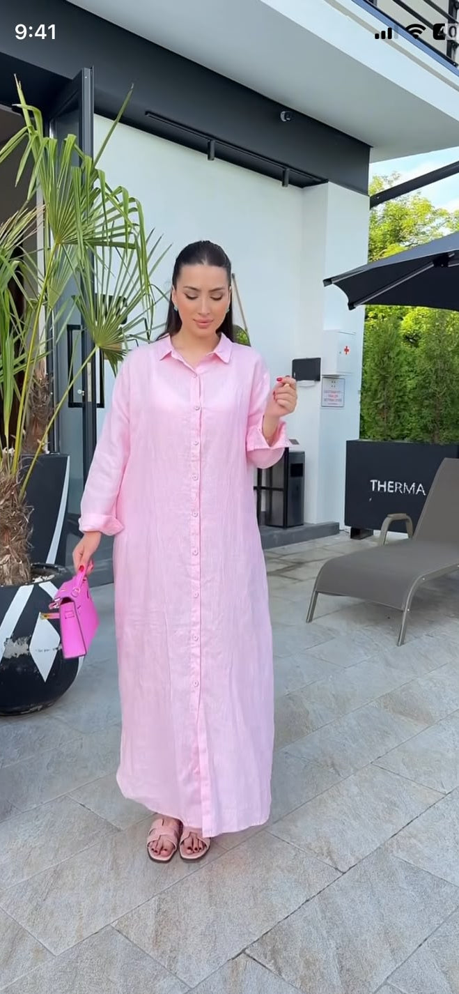 Premium Linen Blend Maxi Shirt
