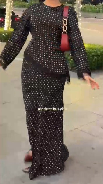 Black Polka Dot Maxi Dress | Modest Wear | House of OG