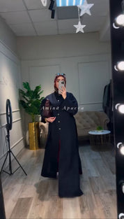 Modest Long Open Maxi Shirt with Full-Length Inner