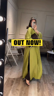 Modest Long Open Maxi Shirt with Full-Length Inner