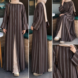 Brown Long Abaya Overcoat with Lining | House of OG