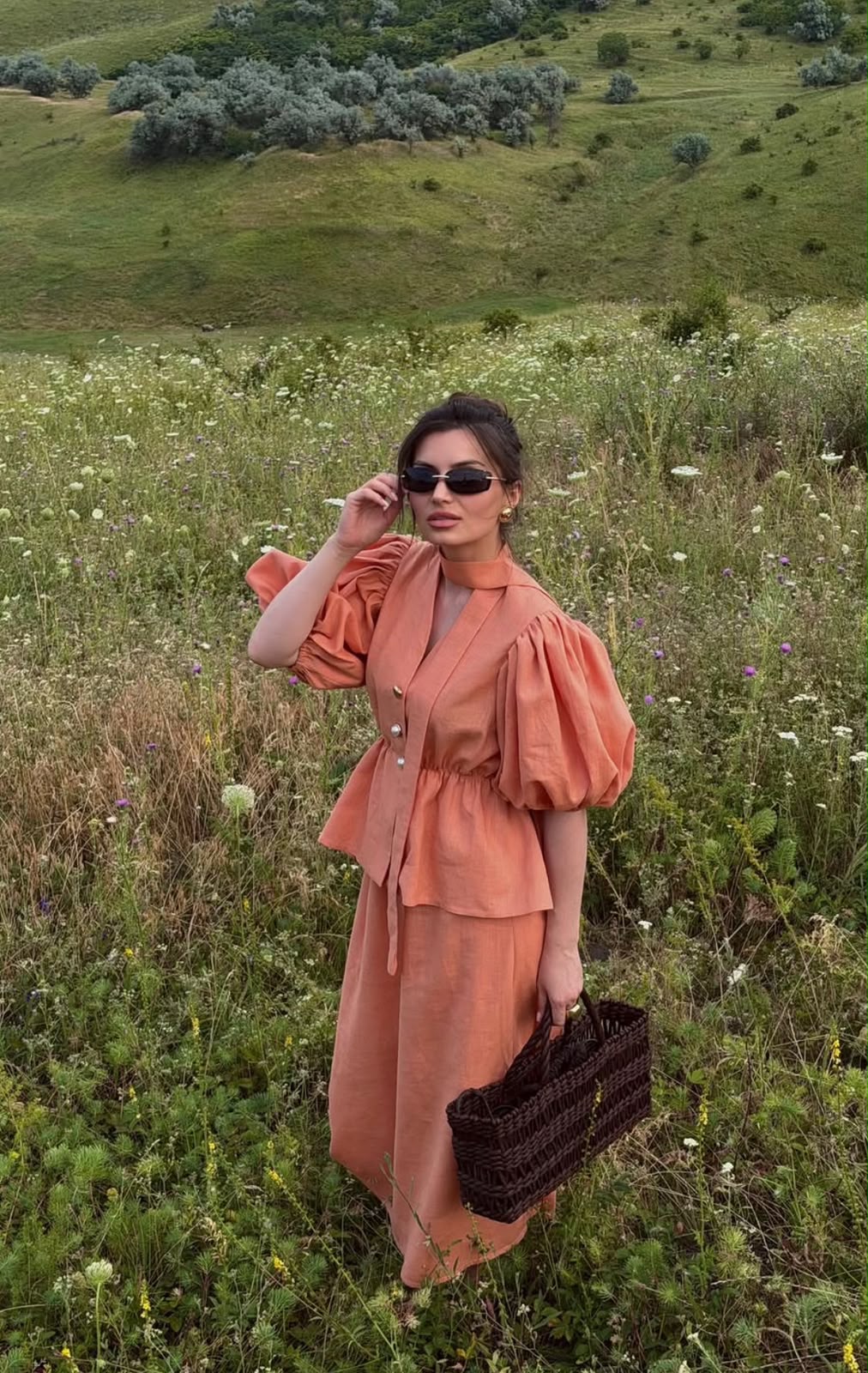 Coral Bloom Puff Sleeve Skirt Set | House of OG