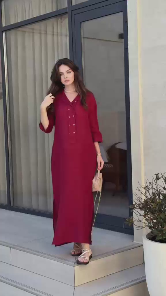 Premium Linen Blend Maxi Shirt