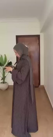 Brown Long Abaya Overcoat with Lining | House of OG